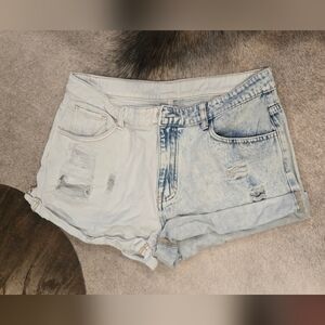 Light Wash Distressed Denim Shorts